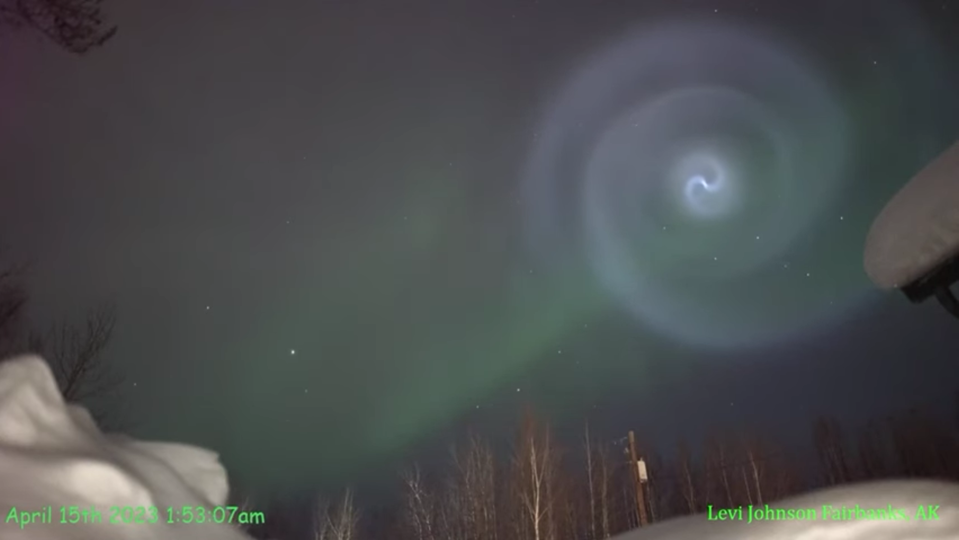 D'où vient cette spirale bleue qui a illuminé les ciels d'Europe et d'Amérique du Nord ? © Levi Johnson